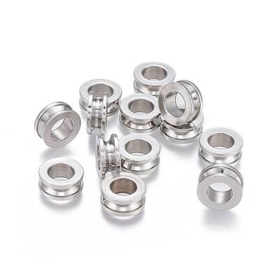 Tarnish Resistant 201 Stainless Steel Grooved Beads