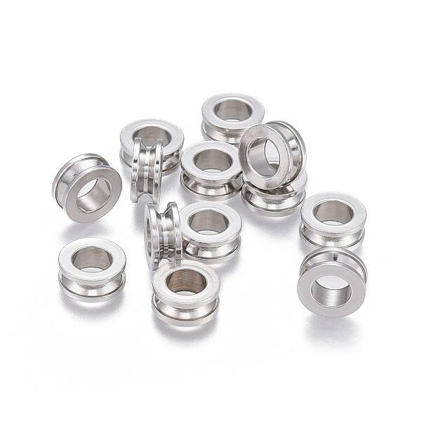 Tarnish Resistant 201 Stainless Steel Grooved Beads