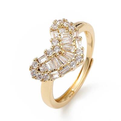 Clear Cubic Zirconia Heart Adjustable Ring