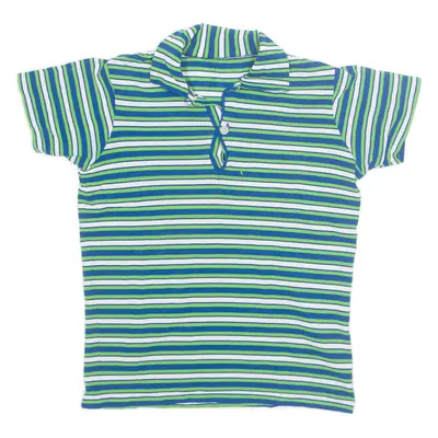 Stretch Womens Polo Shirt Blue Striped UK 16