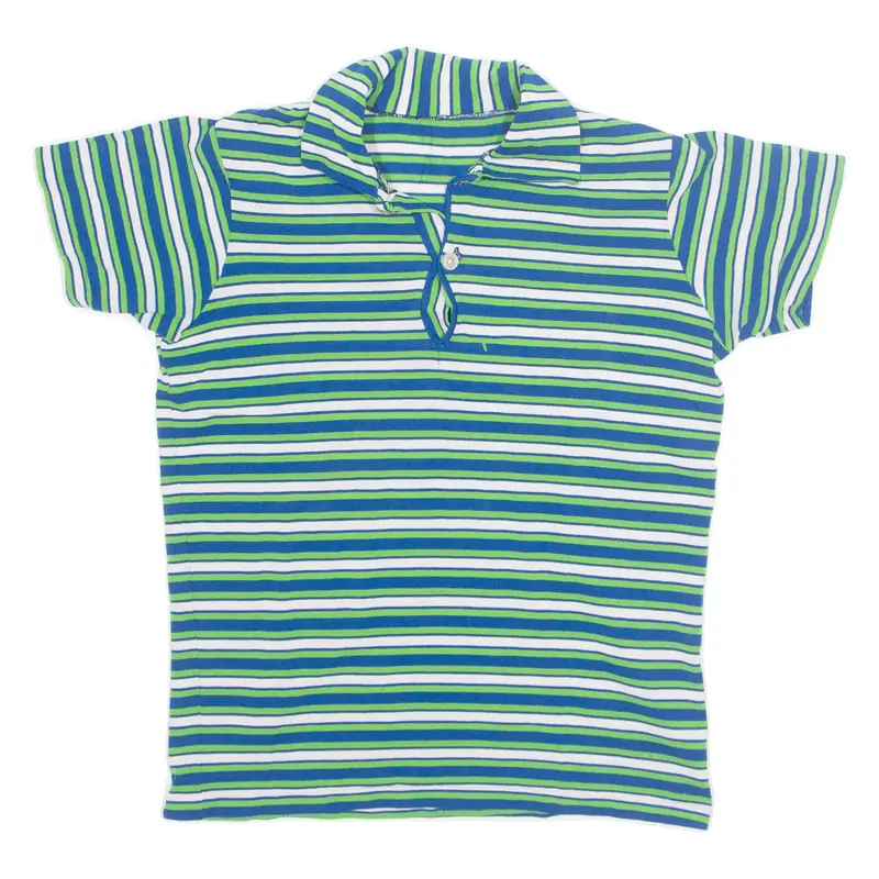 Stretch Womens Polo Shirt Blue Striped UK 16