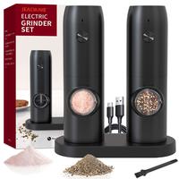 Jeadiuwe Electric Salt & Pepper Grinder Set with Adjustable Coarseness, LED Light, Small Kitchen Gadgets, Portable Handheld G...