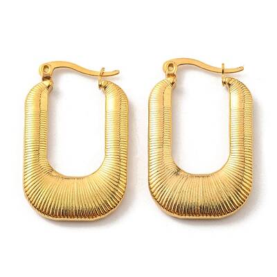 PVD Vacuum Plating 304 Stainless Steel Rectangle Hoop Earrings for Women