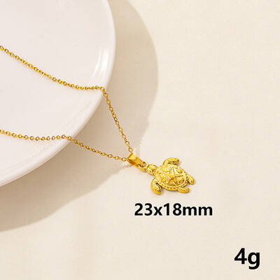 304 Stainless Steel Turtle Pendant Necklaces