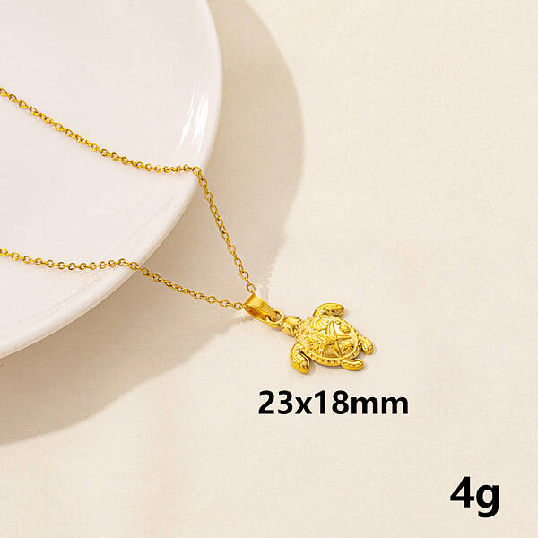 304 Stainless Steel Turtle Pendant Necklaces