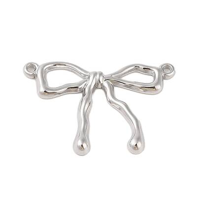 Non-Tarnish 304 Stainless Steel Textured Bowknot Links Connector Charms