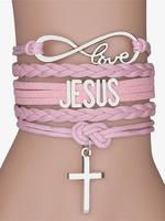 Letter & Cross Design Bangle, Fashionable Braided Bracelet for Women & Men, Trendy All-match & Exquisite Jewelry for Birthday...