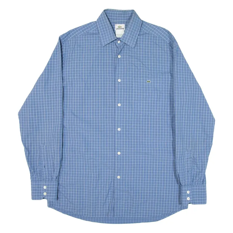 LACOSTE Mens Shirt Blue Check Long Sleeve M