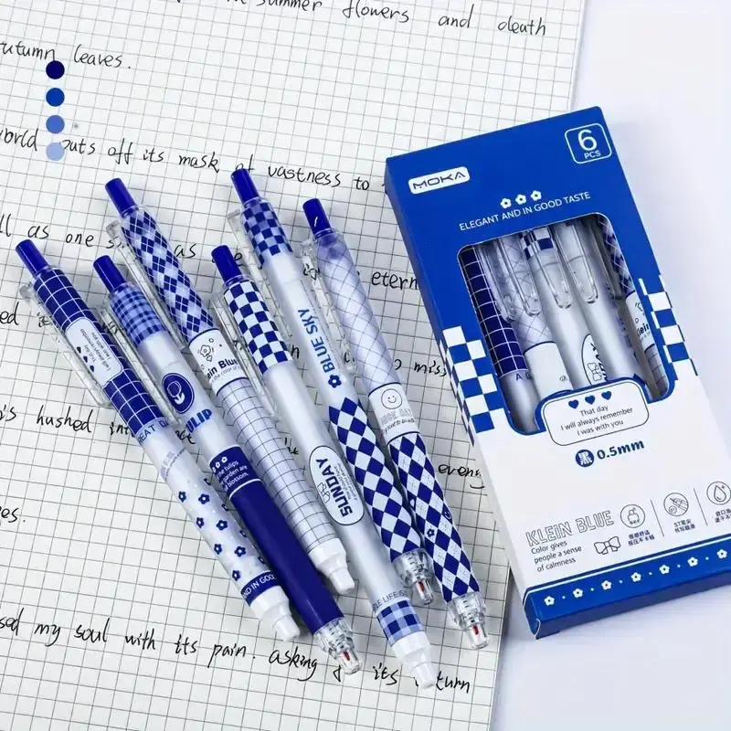 6pcs/set 0.5mm Retractable Gel Pen, Cute Cartoon Pattern Quick Dry Gel Pen, Writing Stationery for Home Office School