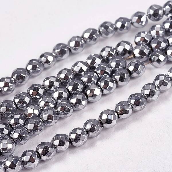 Electroplate Non-magnetic Synthetic Hematite Beads Strands