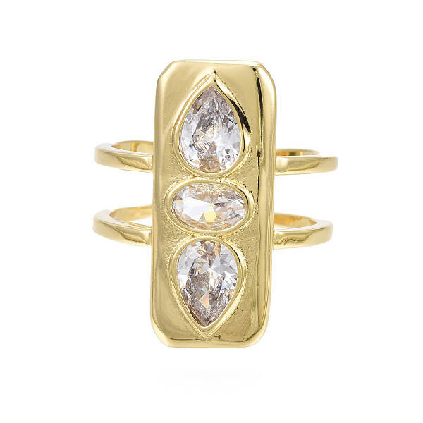 Cubic Zirconia Rectangle Open Cuff Ring