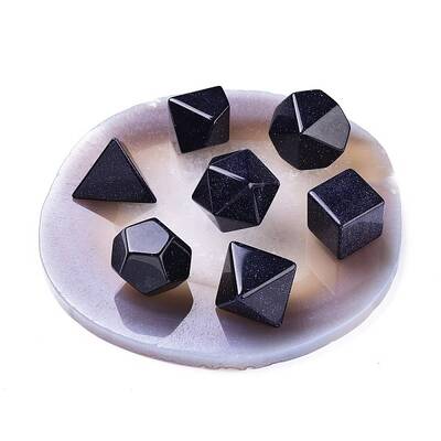 No Hole/Undrilled Synthetic Blue Goldstone Beads Home Display Decorations with Natural Agate Bases