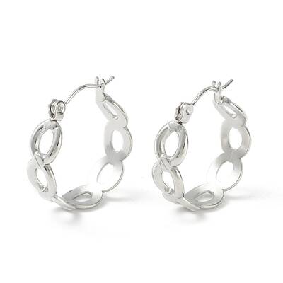 Non-Tarnish 304 Stainless Steel Oval Link Chunky Hoop Earrings for Women