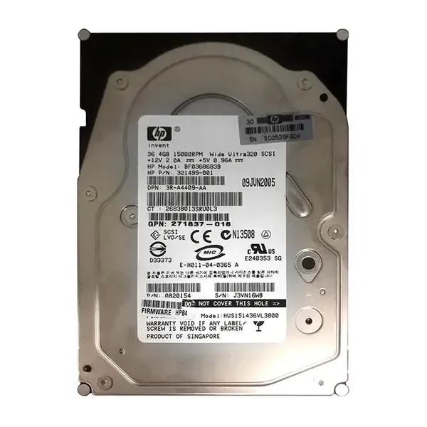 3R-A4409-AA HP 36.4GB Ultra-320 SCSI 15000 3.5-inch 8MB Hard Drive