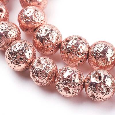 Electroplated Natural Lava Rock Bead Strands