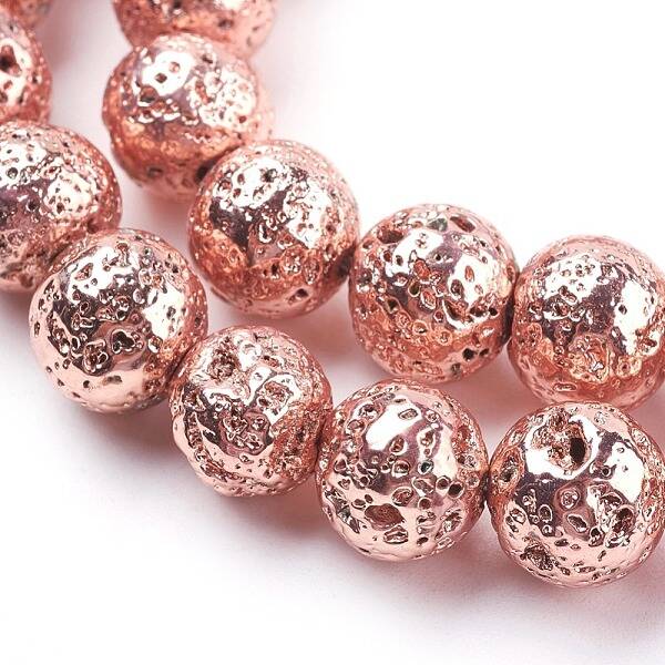 Electroplated Natural Lava Rock Bead Strands