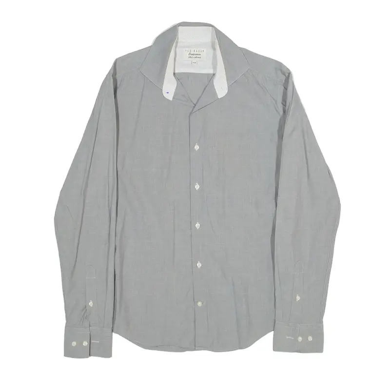 TED BAKER Endurance Plain Shirt Grey Long Sleeve Mens L