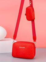 Women's Fashionable Chevron Quilted Crossbody Bag & Coin Purse,  Crossbody Bag Women, Casual Versatile Shoulder Bag & Coin Pu...