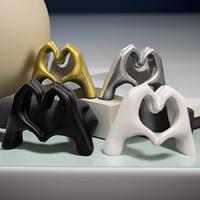 Mini Hand Shaped Design Resin Ornament, 1 Count Modern Couple Themed Desktop Decoration, Home Decor Supplies for Living Room...