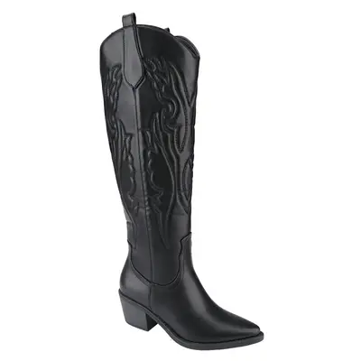 Belovely - Chic Cowboy Boots for Women - Knee High with Elegant Embroidery, Available in Black and White Girl Walking Shoes F...