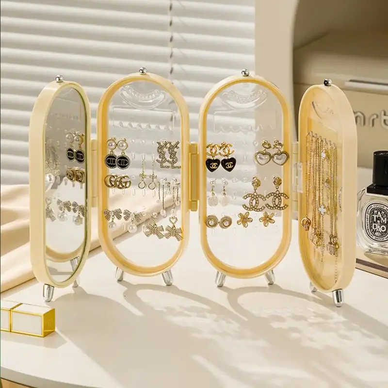 Summer Foldable Jewelry Storage Box, Durable Jewelry Box, Home Jewelry Display Stand For Earrings & Rings & Necklaces