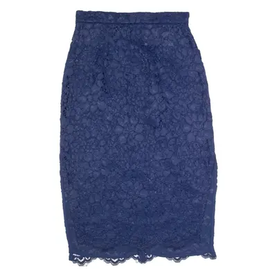 WHISTLES Womens Pencil Skirt Blue Midi Lace UK 10