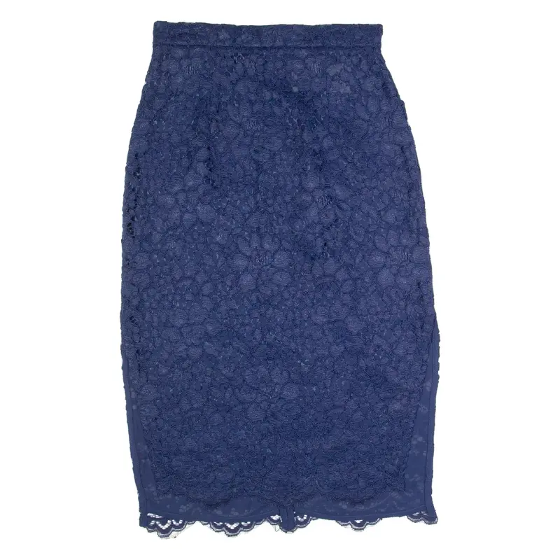 WHISTLES Womens Pencil Skirt Blue Midi Lace UK 10