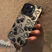 Black Cherry Pattern Case for iPhone 16 15 14 Pro Max 13 12 11 XR XS Plus E Shockproof Anti-Scratch Durable PC Back Protectiv...