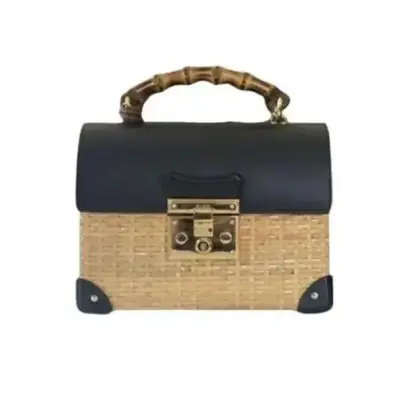 Pre-owned GUCCI Wicker Shoulder Bags Japan Exclusive Padlock 2Way Leather Handbag