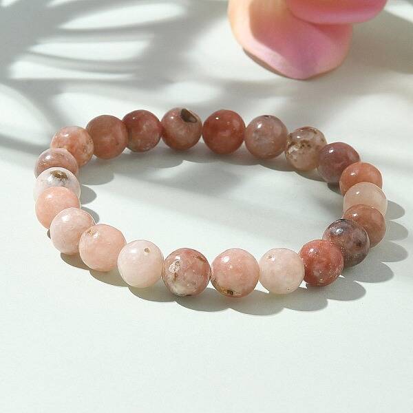 Natural Plum Blossom Jasper Beads Stretch Bracelets