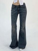 Women's Plain Flare Leg Jeans, Casual Fashion Pocket Design Denim Trousers for Daily Outdoor Wear, Ladies Bottoms for Summer,...