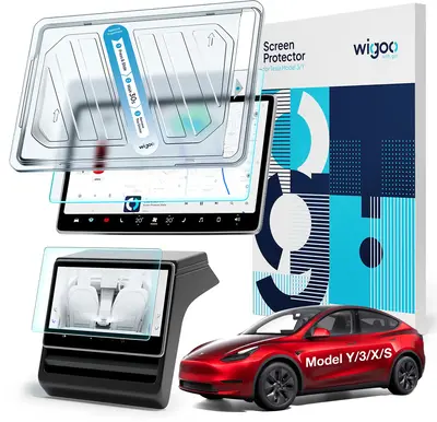 WIGOO Tesla Center Control Tempered Glass Matte Screen Protector for Model Y/3/X/S(Fits New Model Y Juniper), Anti-Glare Car ...