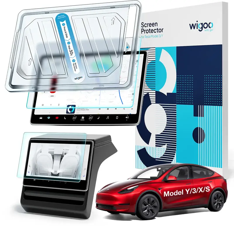 WIGOO Tesla Center Control Tempered Glass Matte Screen Protector for Model Y/3/X/S(Fits New Model Y Juniper), Anti-Glare Car ...
