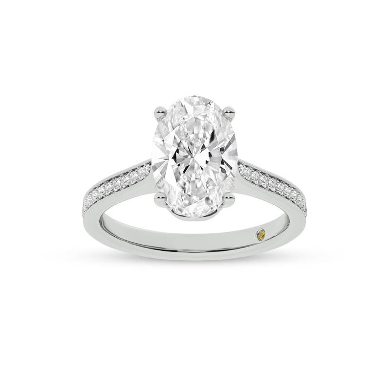 Taos Hidden Halo Oval Lab Grown Diamond Engagement Ring | 18K White Gold 2 3/4 CT. TW.