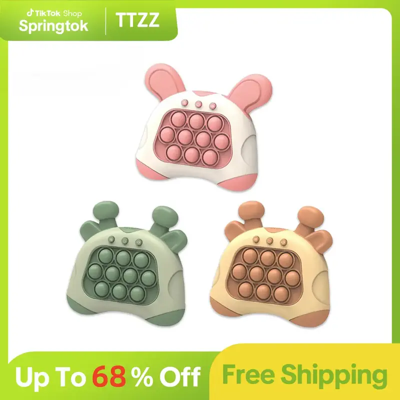 TTZZ Fast Push Game, Quick Push Pop Game, Light Up Fidget Toys, Quick Speed Push Puzzle Game Console, Bubble Stress Relief De...