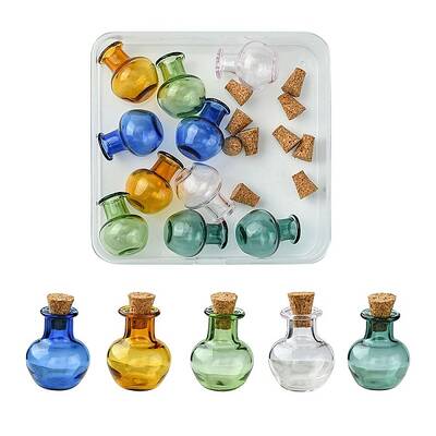 10Pcs 5 Colors Round Glass Cork Bottles Ornament