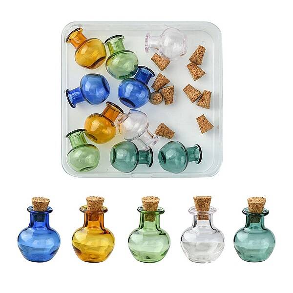 10Pcs 5 Colors Round Glass Cork Bottles Ornament