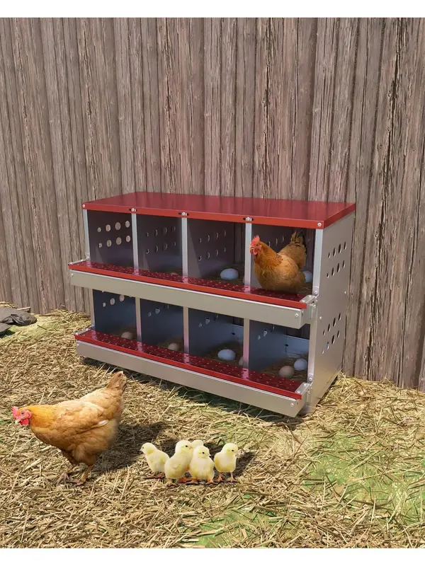 Metal Chicken Nesting Box For Laying Eggs, Rustproof Wall-Mountable Roll Away Chicken Laying Boxes For Hens, Waterproof, Vent...