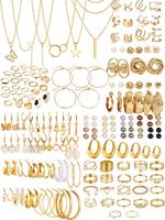 Women's Elegant Faux Pearl Decor Jewelry Set, Butterfly & Flower Design Beads Necklace & Earrings & Rings & Bracelet, Gifts f...