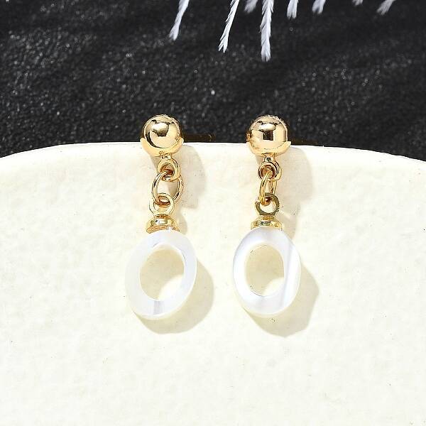 Oval Brass Stud Earrings