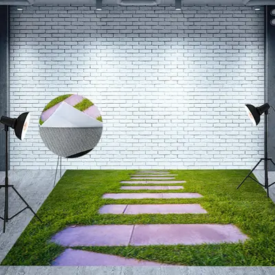 Paving Slabs Spring Park Greenery Lawn Floor Mat
