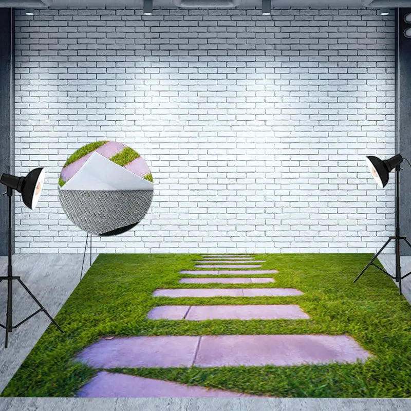 Paving Slabs Spring Park Greenery Lawn Floor Mat