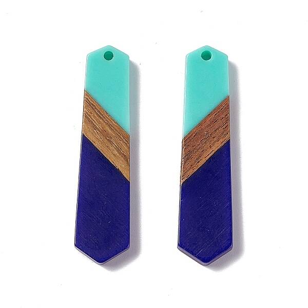 Opaque Resin & Walnut Wood Pendants