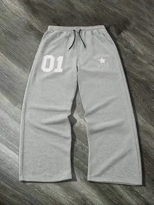 Men's Number Print Drawstring Waist Sweatpants, Casual Regular Fit Pocket Jogger Pants for Fall & Winter, Men's Trousers for ...