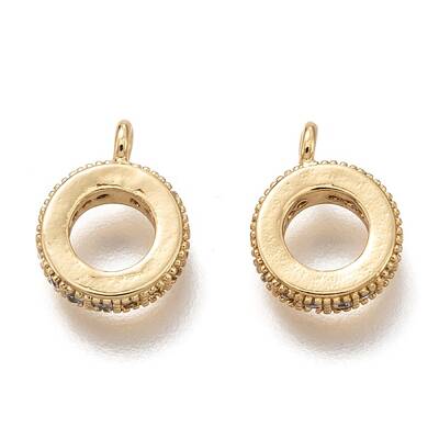Brass Micro Pave Clear Cubic Zirconia Charms