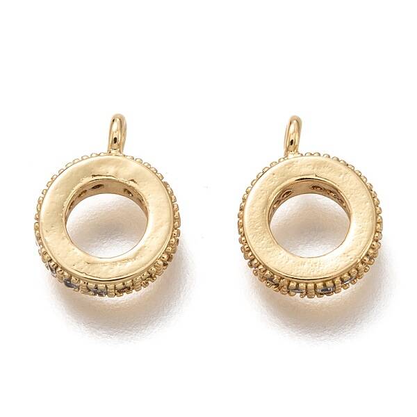 Brass Micro Pave Clear Cubic Zirconia Charms