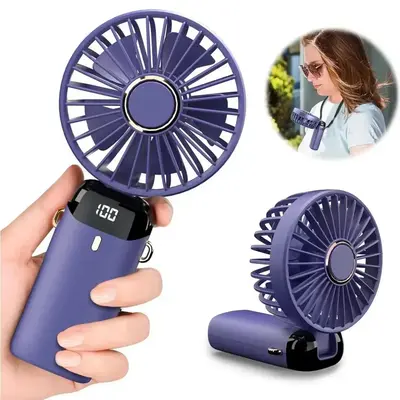 Portable Fan, Summer 3 in 1 Multifunctional Personal Fan Portable Travel Handheld Fan with Digital Display, Foldable Desk ...