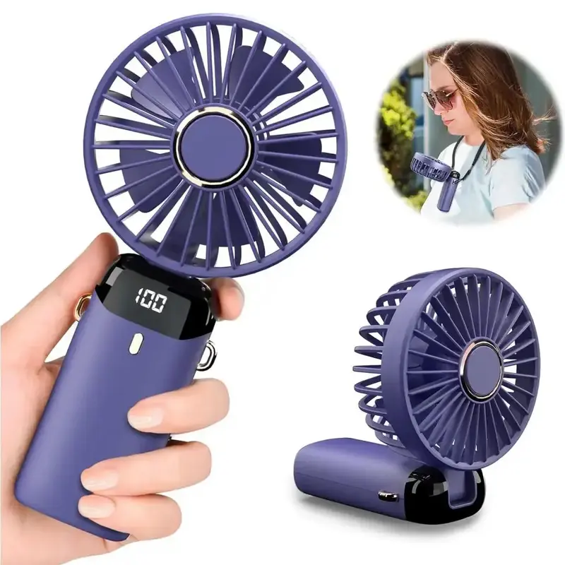 Portable Fan, Summer 3 in 1 Multifunctional Personal Fan Portable Travel Handheld Fan with Digital Display, Foldable Desk ...