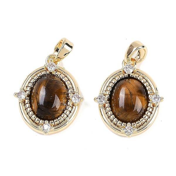 Natural Tiger Eye Oval Pendants