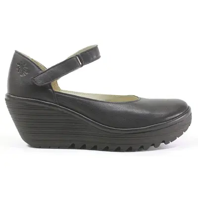 Fly London YAWO345FLY Mousse Leather Women's Hook and loop Shoes - Black - Size:US 6.5-7 Women